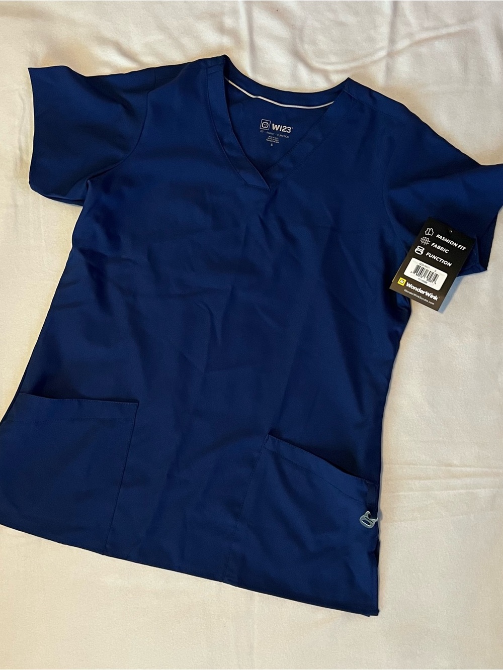 WonderWink Women's V-Neck Scrub Top in Navy Blue